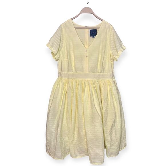 Modcloth pastel butter yellow fluffy summer dress women's size 22 knee length - Picture 2 of 7